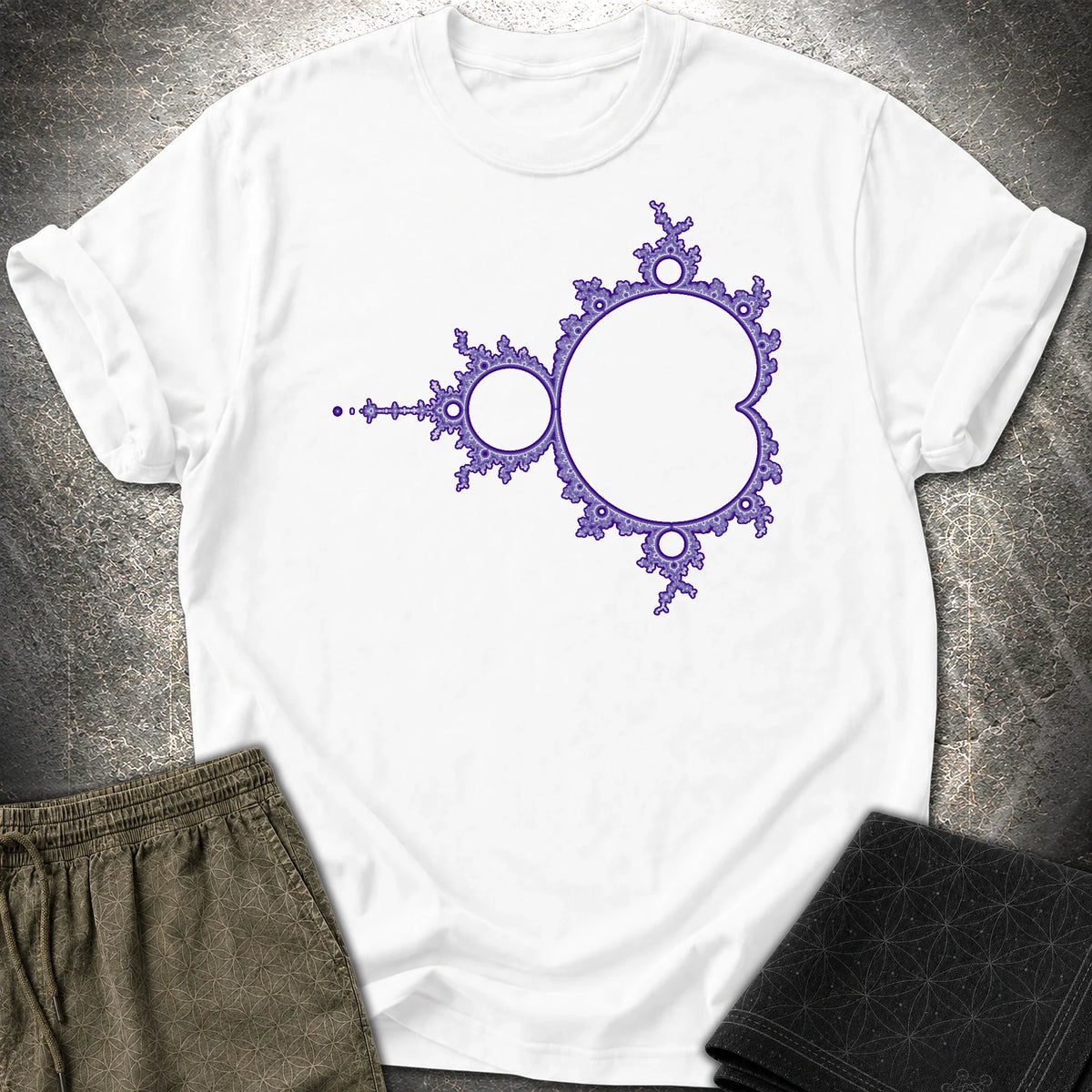 Mandelbrot Set Psychedelic Fractal Math Art T-Shirt - Mandelbrot Set Psychedelic Fractal Math Art T-Shirt - White