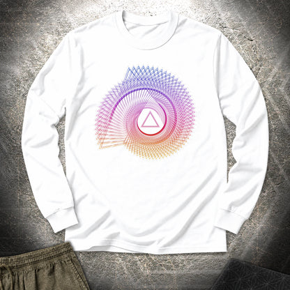 Spiralling Gradient Triangle - Spiralling Gradient Triangle Long Sleeve Shirt - White