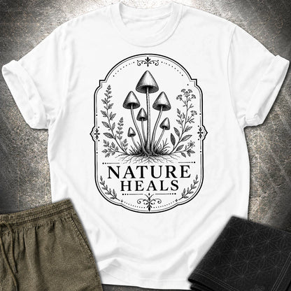 Nature Heals Botanical Fungi T-Shirt - Nature Heals Botanical Fungi T-Shirt - White