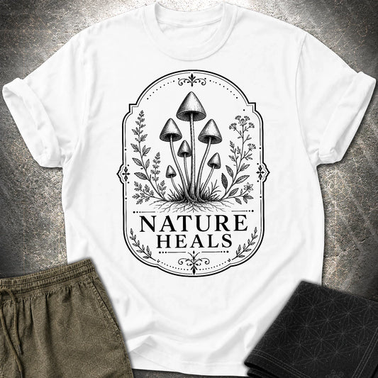 Nature Heals Botanical Fungi T-Shirt - Nature Heals Botanical Fungi T-Shirt - White
