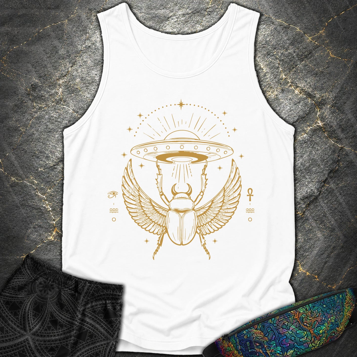 Celestial Scarab Beneath the Starship - Celestial Scarab Beneath the Starship Comfort Tank Top - White