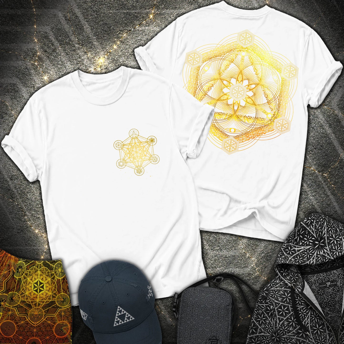 Interdimensional Tesseract Metatron 2 Sided T-Shirt - Interdimensional Tesseract Metatron 2 Sided T-Shirt - White