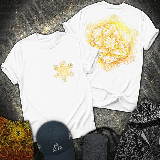 Interdimensional Tesseract Metatron 2 Sided T-Shirt - Interdimensional Tesseract Metatron 2 Sided T-Shirt - White