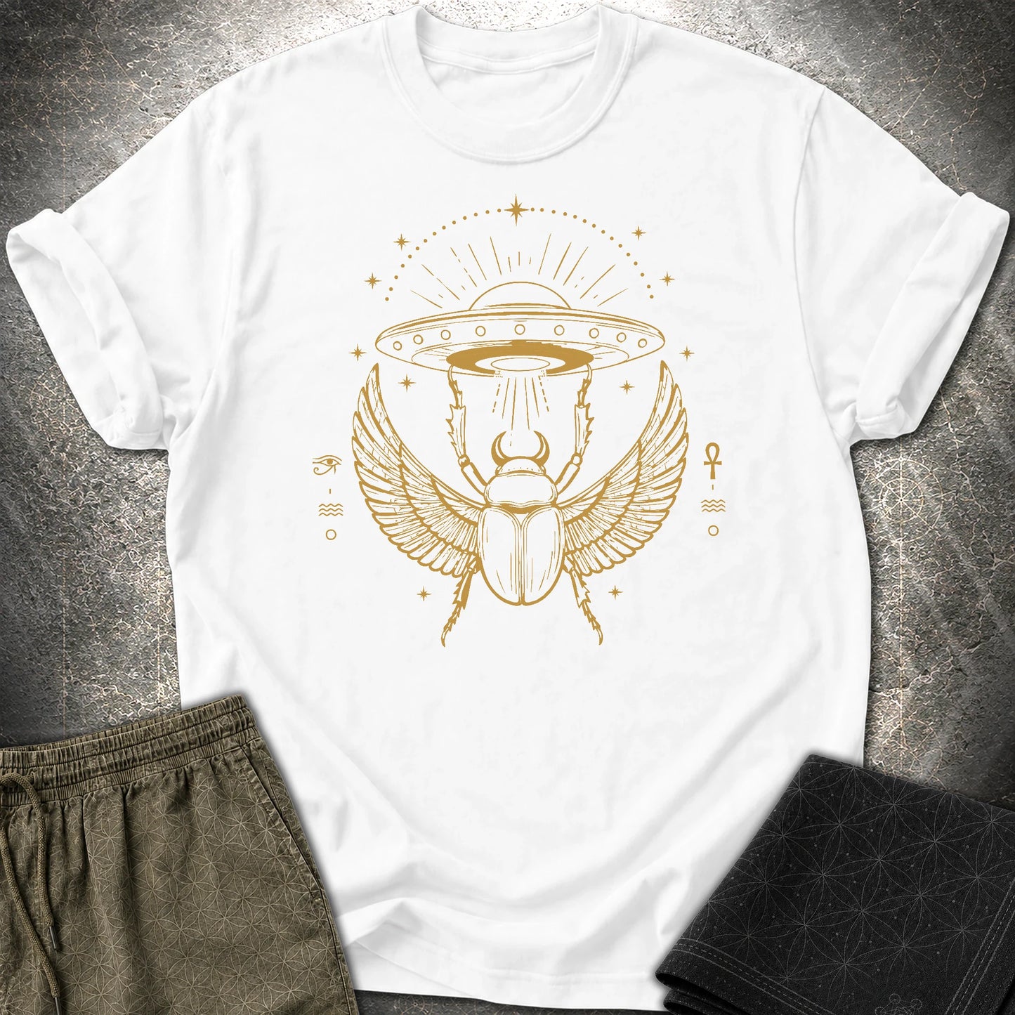 Celestial Scarab Beneath the Starship - Celestial Scarab Beneath the Starship T-Shirt - White