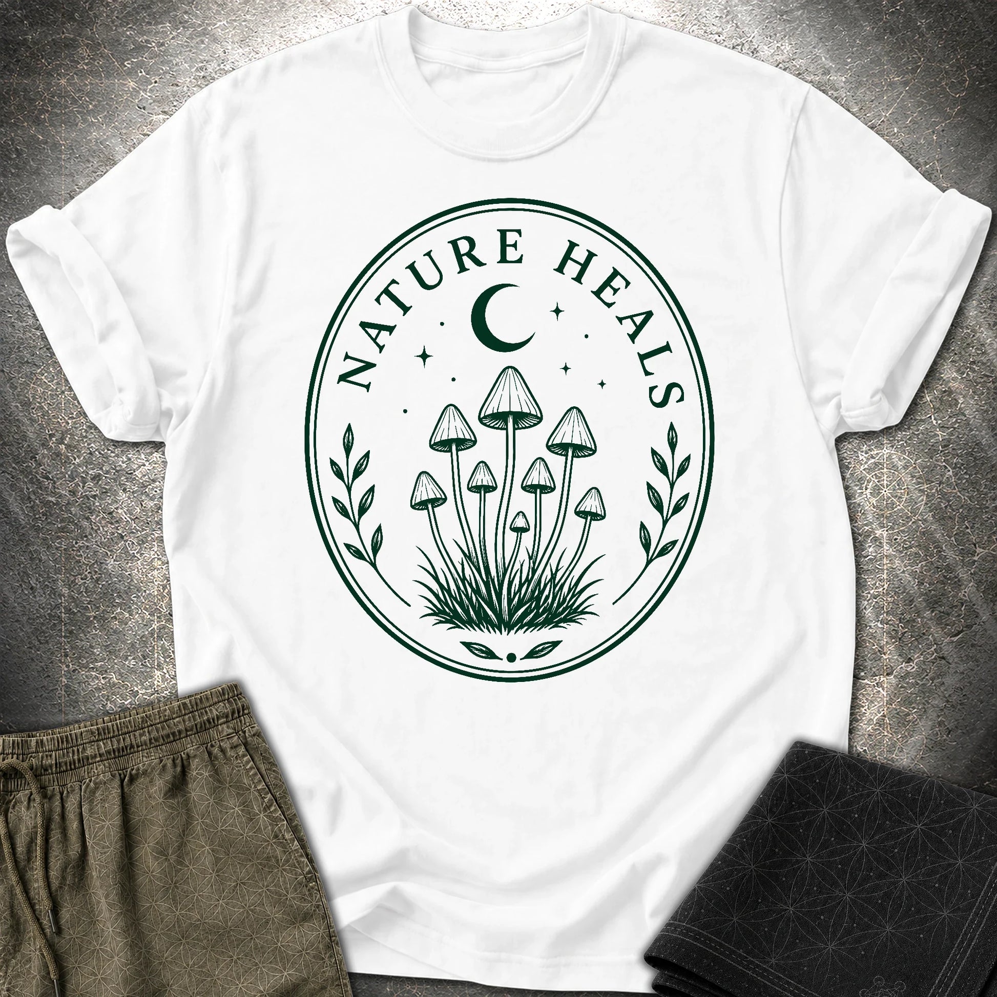 Nature Heals Mushroom T-Shirt - Nature Heals Mushroom T-Shirt - White