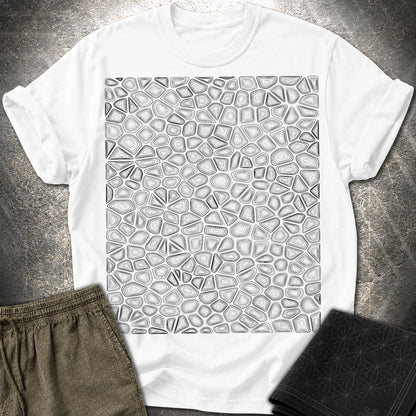 Topographic Contour Optical Illusion Psychedelic Pattern T-Shirt - Topographic Contour Optical Illusion Psychedelic Pattern T-Shirt - White