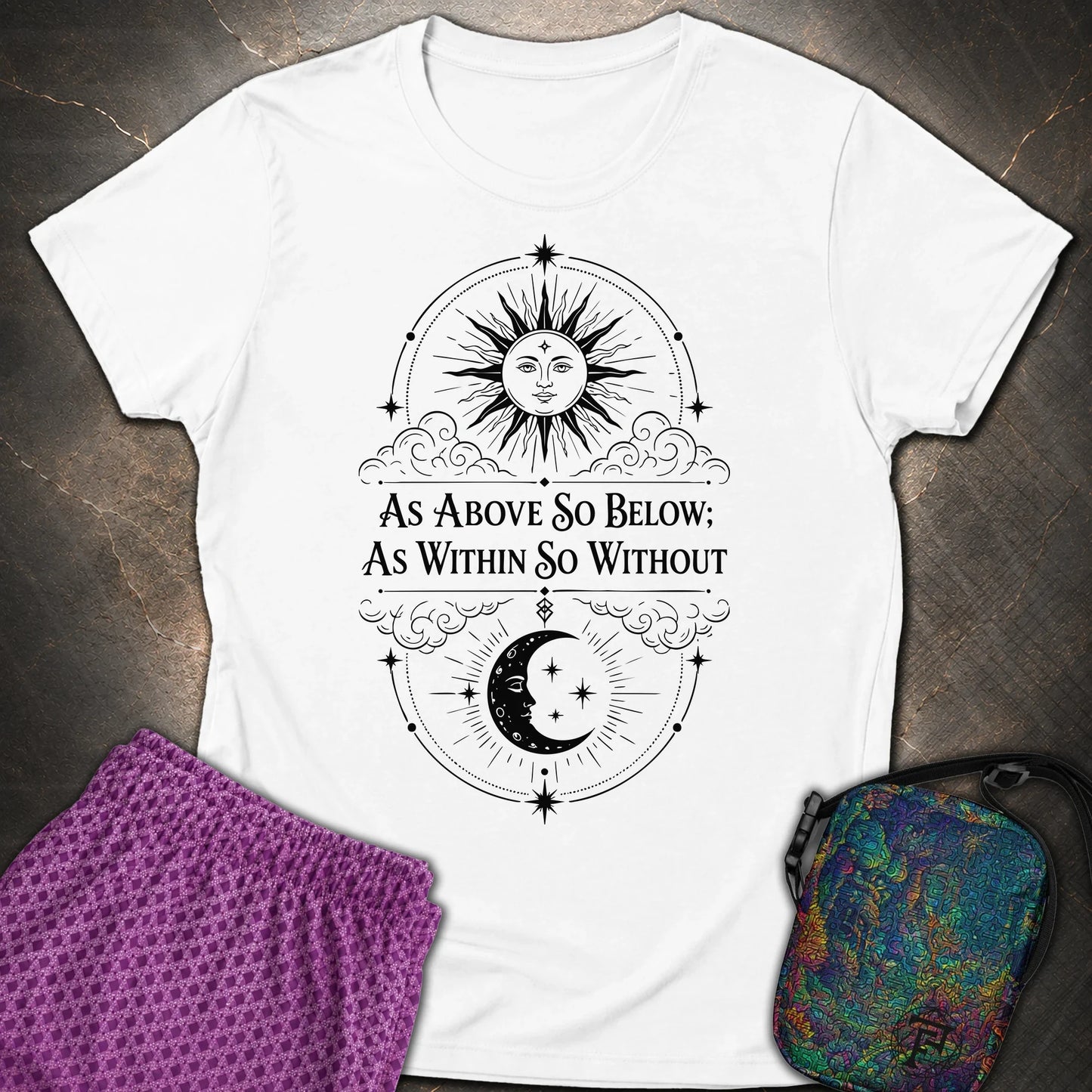 As Above So Below Sun Moon - As Above So Below Sun Moon Womens T-Shirt - White
