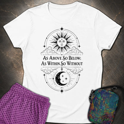 As Above So Below Sun Moon - As Above So Below Sun Moon Womens T-Shirt - White