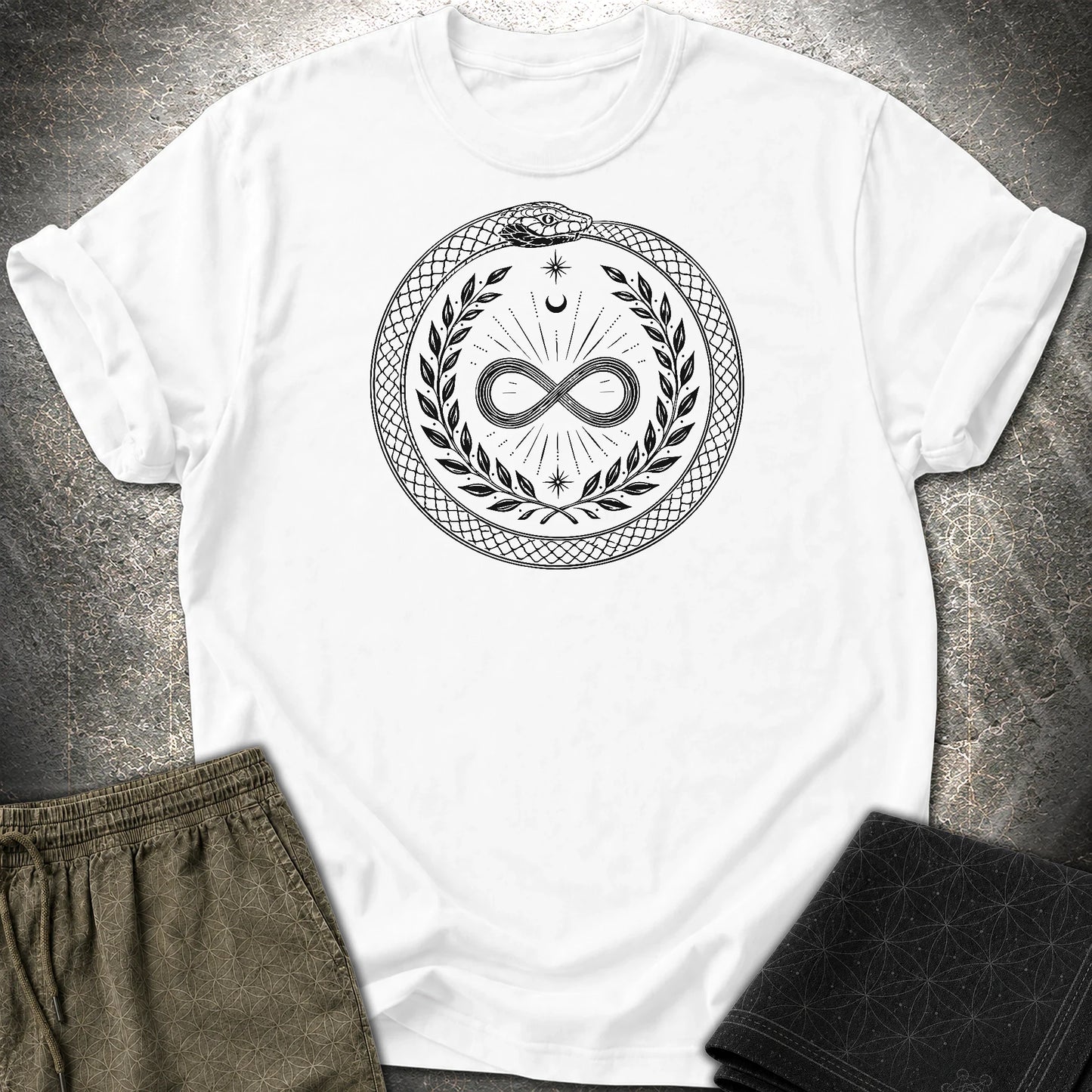 888 Ouroboros Infinity Unisex T-Shirt - 888 Ouroboros Infinity Unisex T-Shirt - White