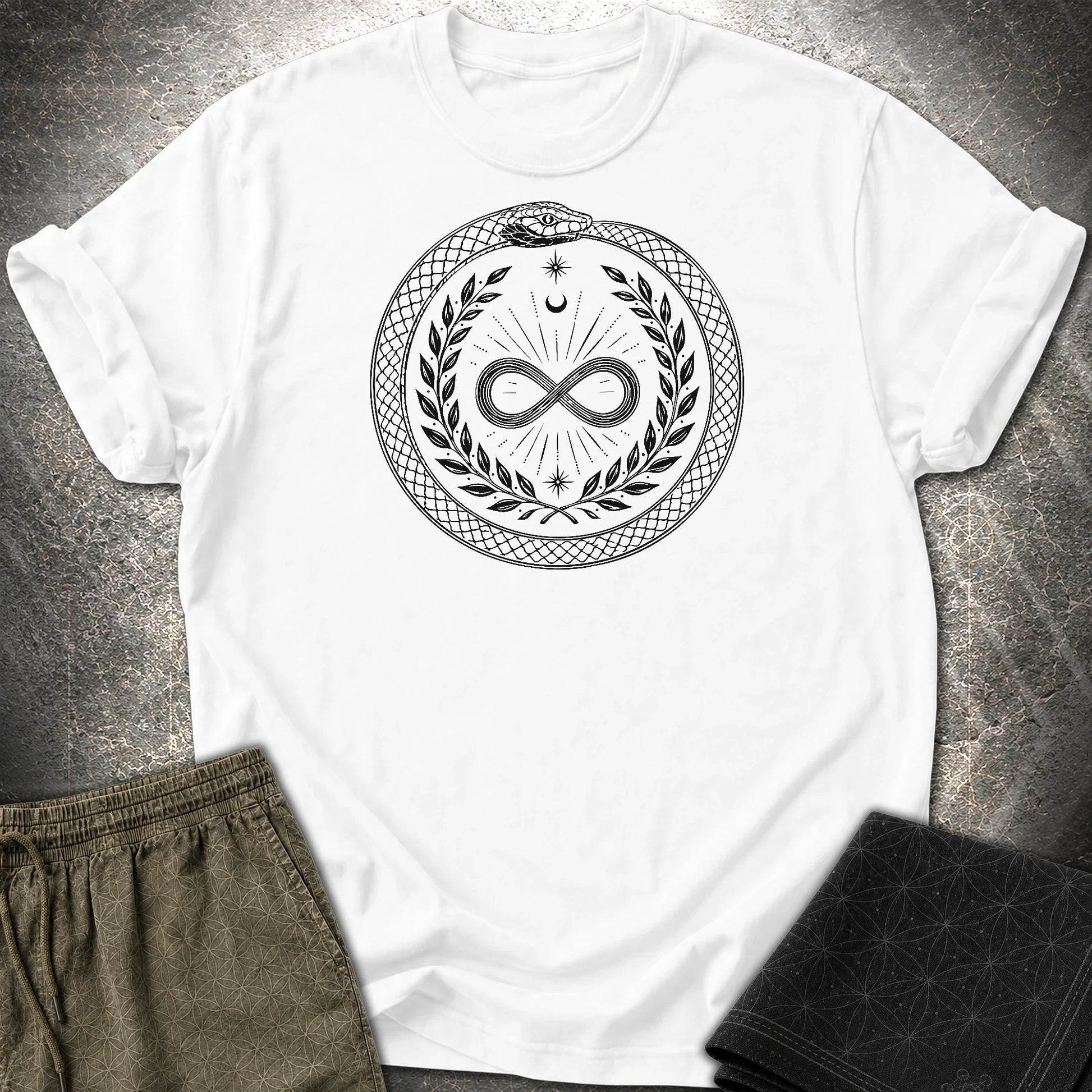 888 Ouroboros Infinity Unisex T-Shirt - 888 Ouroboros Infinity Unisex T-Shirt - White