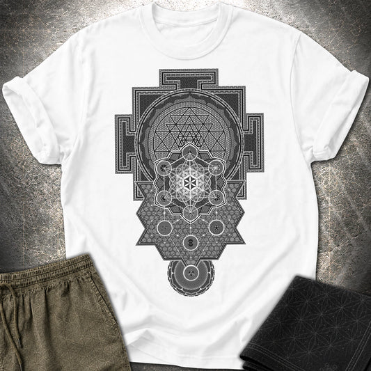 Sri Yantra Intricate Sacred Patterns - Sri Yantra Intricate Sacred Patterns T-Shirt - White
