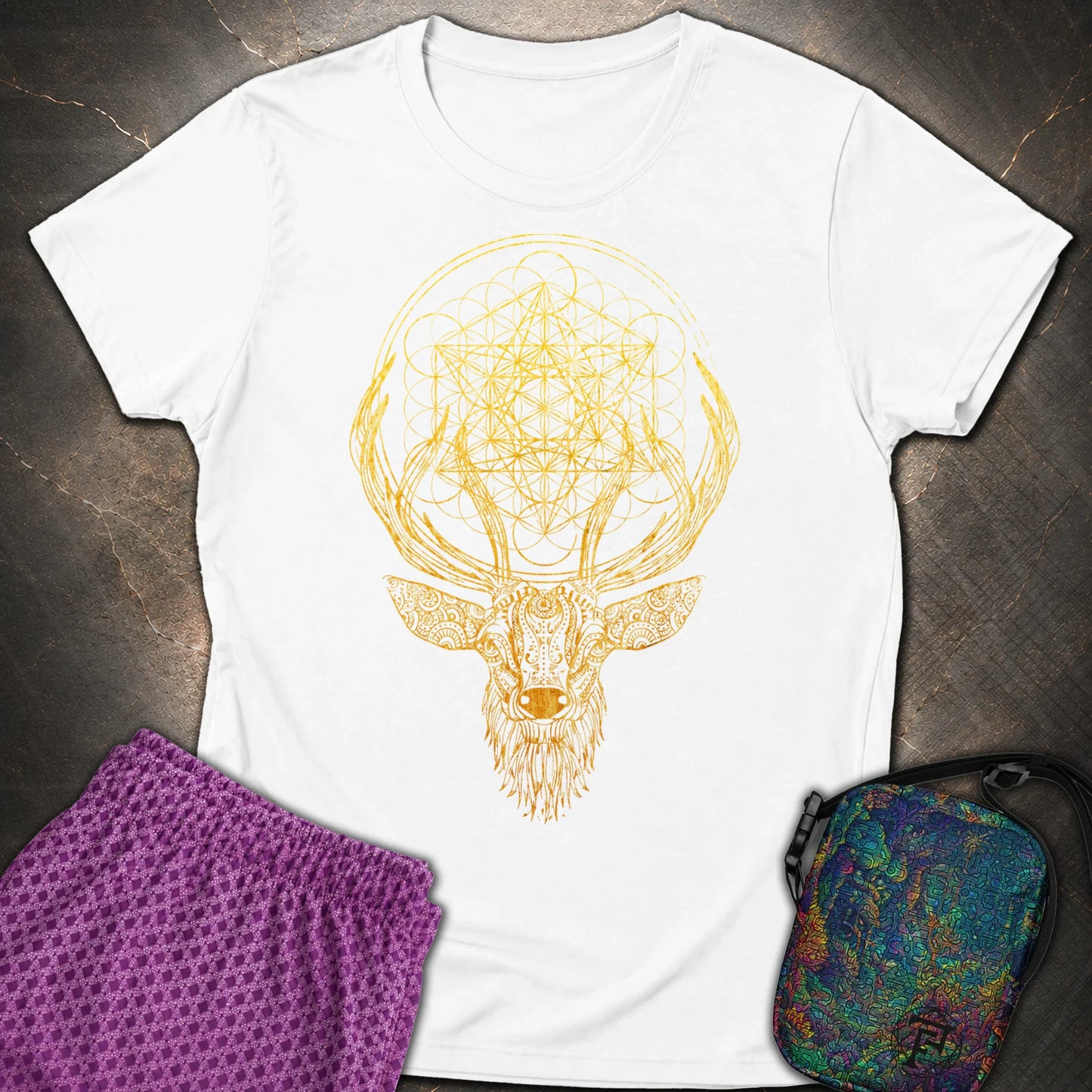 Metatron's Cube Deer T-Shirt - Metatron's Cube Deer Womens T-Shirt - White