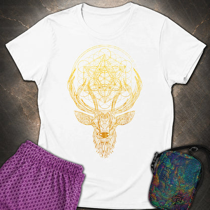 Metatron's Cube Deer T-Shirt - Metatron's Cube Deer Womens T-Shirt - White