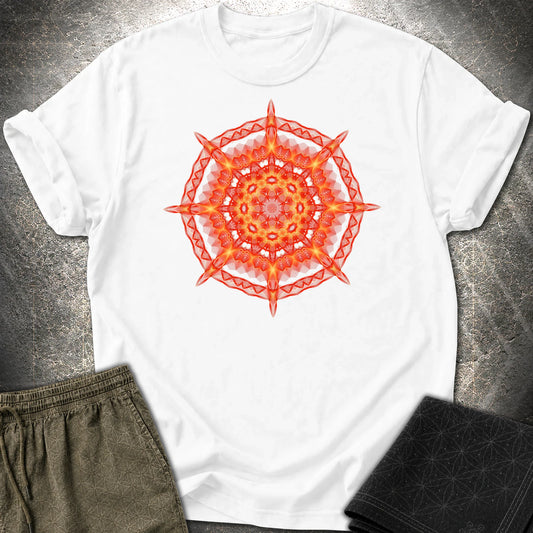 Radiant Geometry Portal Mandala - Radiant Geometry Portal Mandala T-Shirt - White