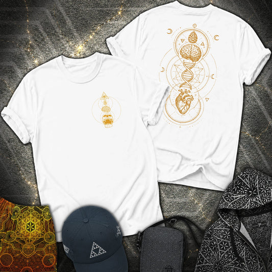 Tools Of The Trade Brain-Heart Coherence 2 Sided T-Shirt - Tools Of The Trade Brain-Heart Coherence 2 Sided T-Shirt - White