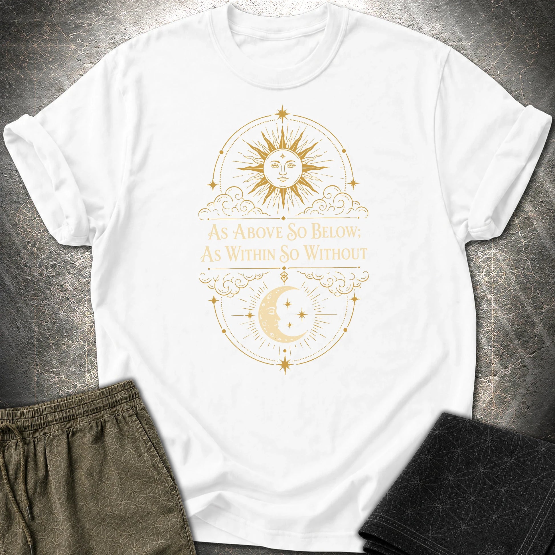 As Above So Below Sun Moon Colored - As Above So Below Sun Moon Colored T-Shirt - White