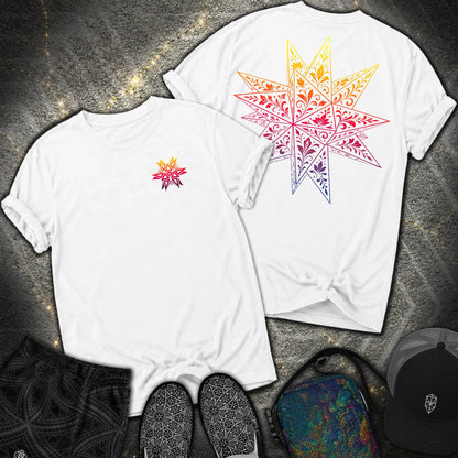 Colorful Stellated Dodecahedron 2 Sided Comfort T-Shirt - Colorful Stellated Dodecahedron 2 Sided Comfort T-Shirt - White