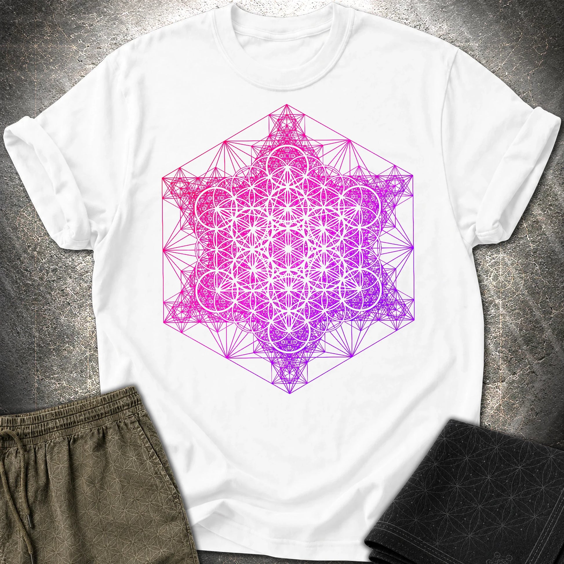 Metatron Fractal Super Structure T-Shirt - Metatron Fractal Super Structure T-Shirt - White