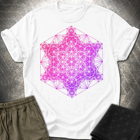 Metatron Fractal Super Structure T-Shirt - Metatron Fractal Super Structure T-Shirt - White