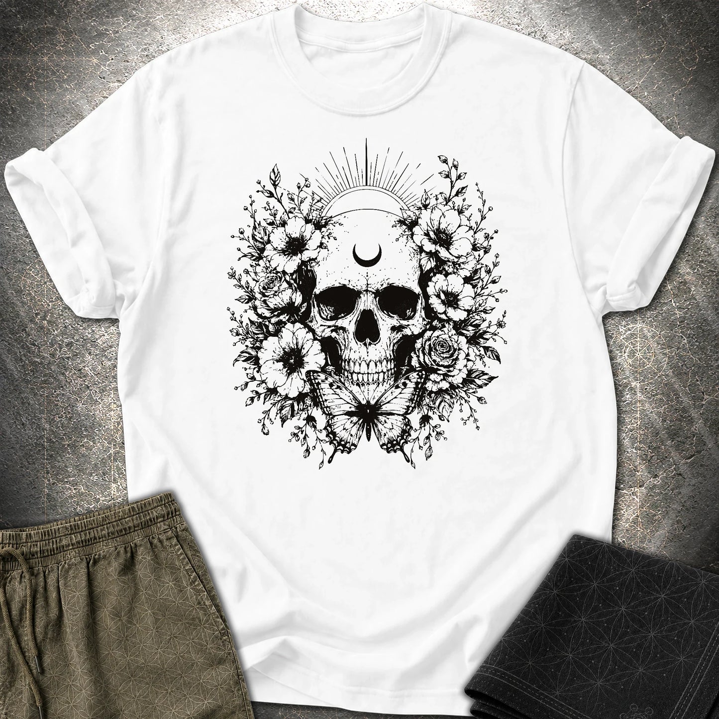 Moon Phases Moth - Moon Phases Moth T-Shirt - White