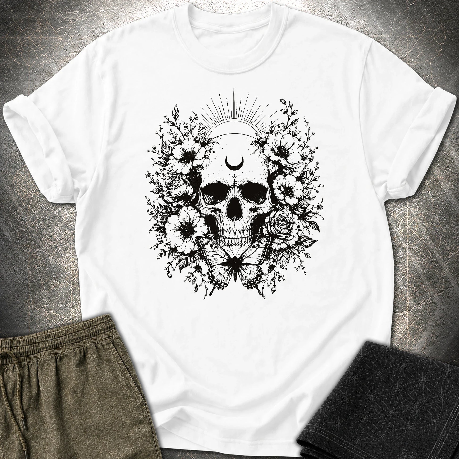 Moon Phases Moth - Moon Phases Moth T-Shirt - White
