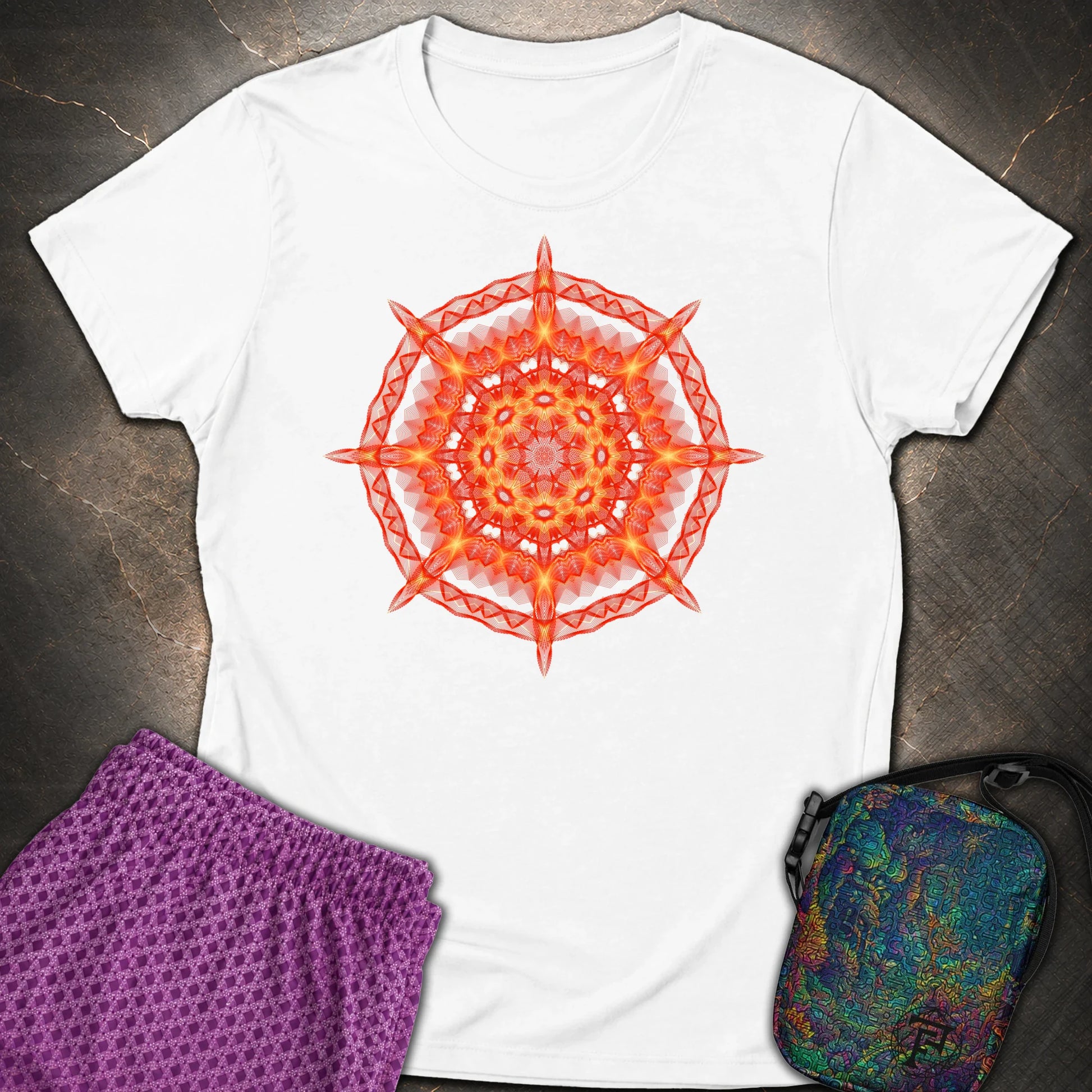 Radiant Geometry Portal Mandala - Radiant Geometry Portal Mandala Womens T-Shirt - White