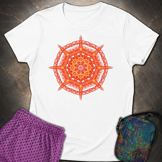 Radiant Geometry Portal Mandala - Radiant Geometry Portal Mandala Womens T-Shirt - White