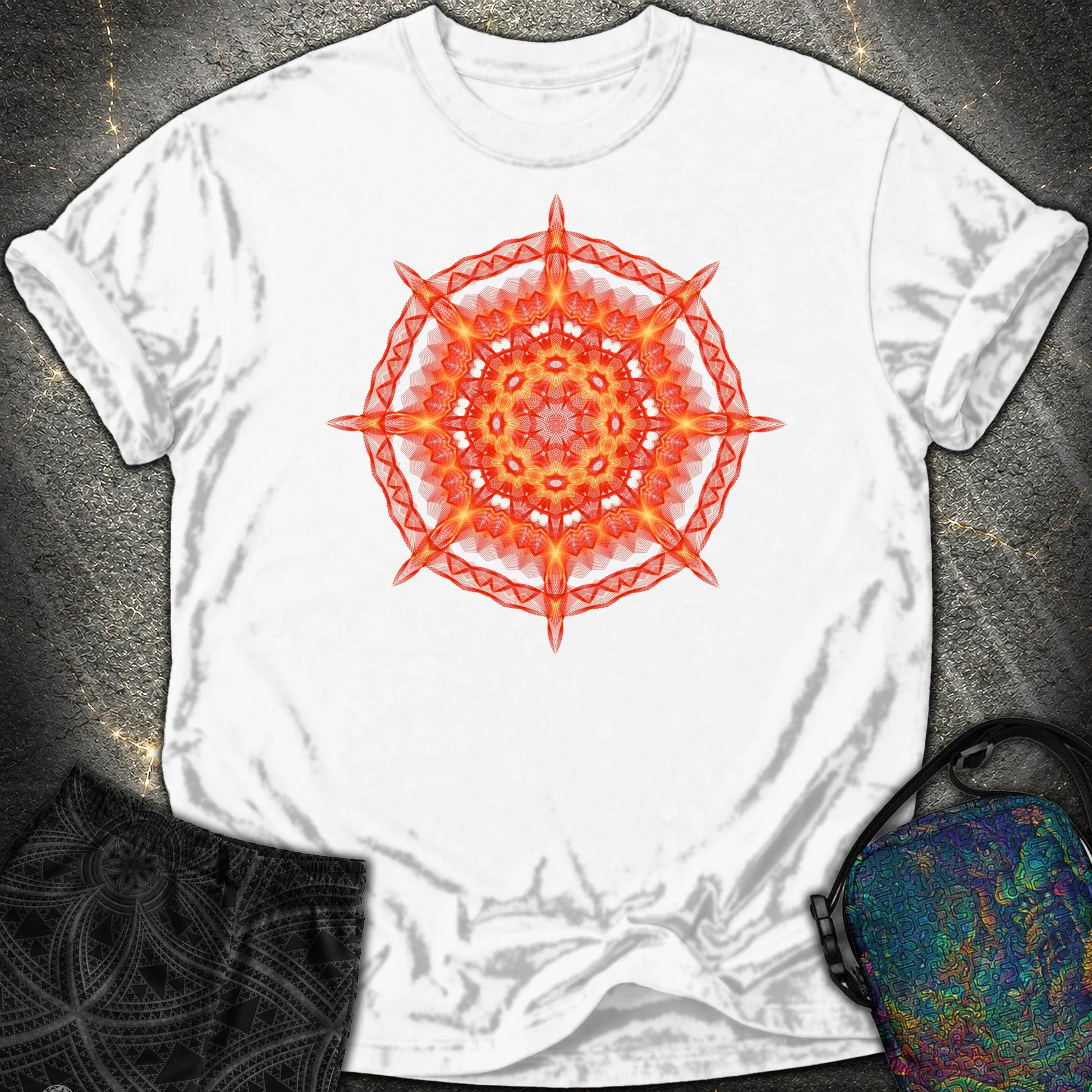 Radiant Geometry Portal Mandala - Radiant Geometry Portal Mandala Comfort T-Shirt - White