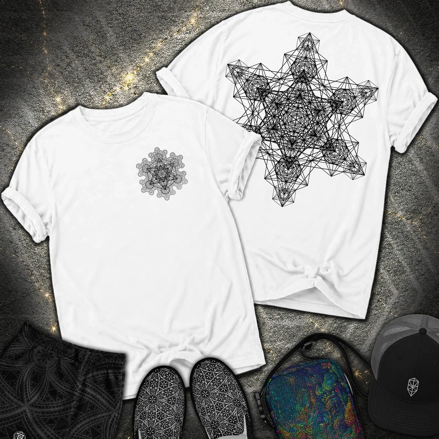 Metatron Fractal Star 2 Sided Comfort T-shirt - Metatron Fractal Star 2 Sided Comfort T-shirt - White