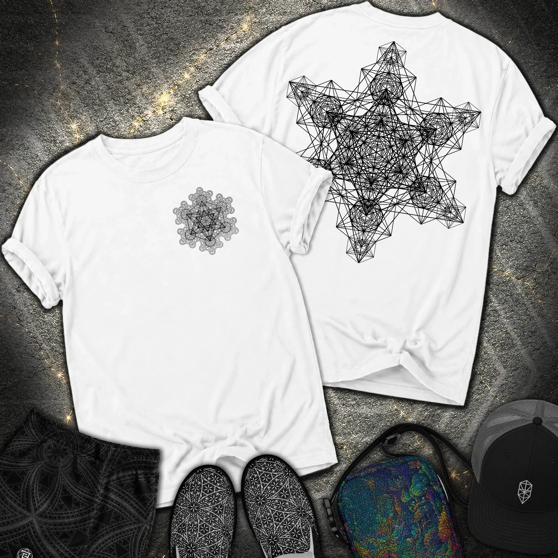 Metatron Fractal Star 2 Sided Comfort T-shirt - Metatron Fractal Star 2 Sided Comfort T-shirt - White