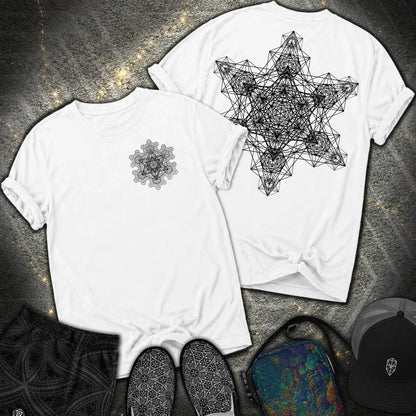 Metatron Fractal Star 2 Sided Comfort T-shirt - Metatron Fractal Star 2 Sided Comfort T-shirt - White