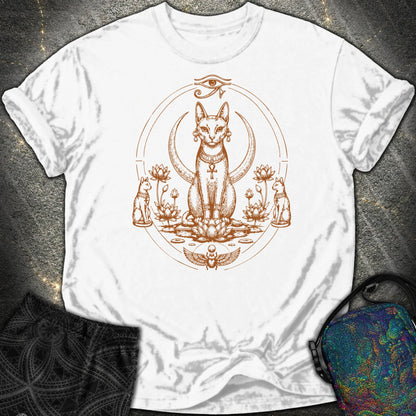 Sacred Cat Among Lotus Blooms - Sacred Cat Among Lotus Blooms Comfort T-Shirt - White