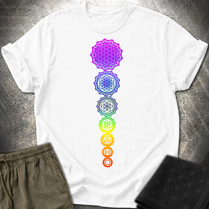 Flower Of Life Chakras T-Shirt - Flower Of Life Chakras T-Shirt - White