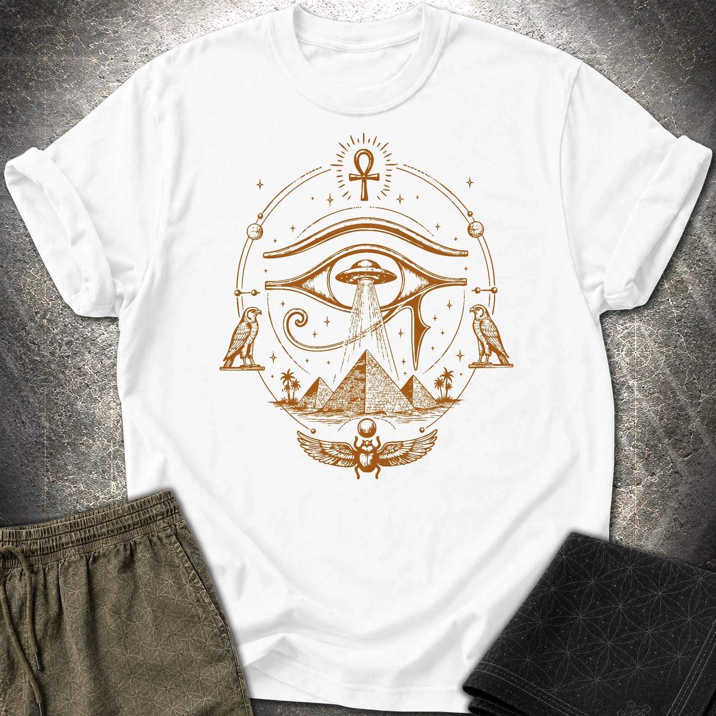 Ancient Eye Over Alien Pyramids - Ancient Eye Over Alien Pyramids T-Shirt - White