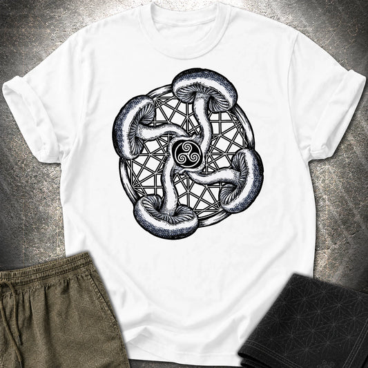 Fungal Flow of the Triskelion T-Shirt - Fungal Flow of the Triskelion T-Shirt - White