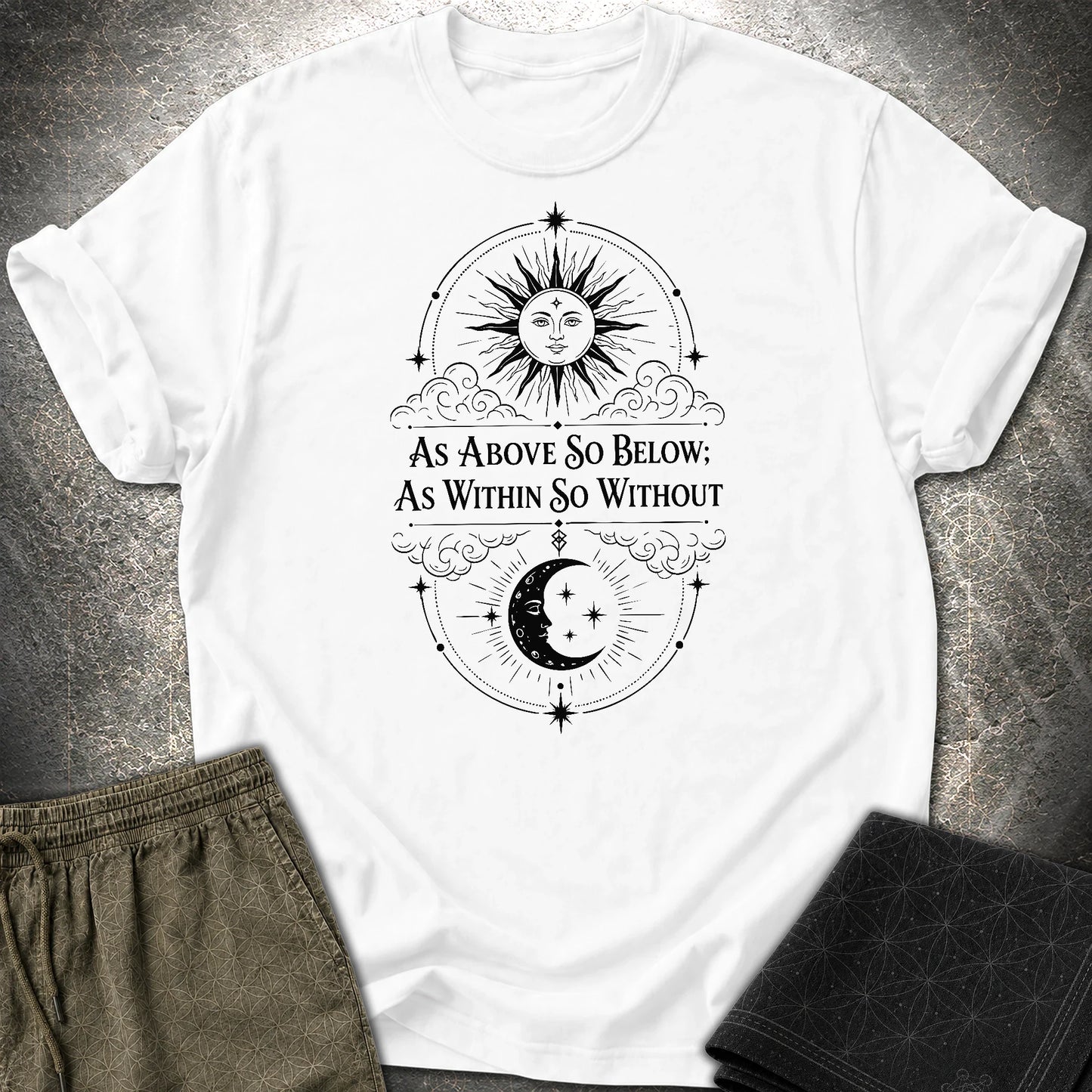 As Above So Below Sun Moon - As Above So Below Sun Moon T-Shirt - White