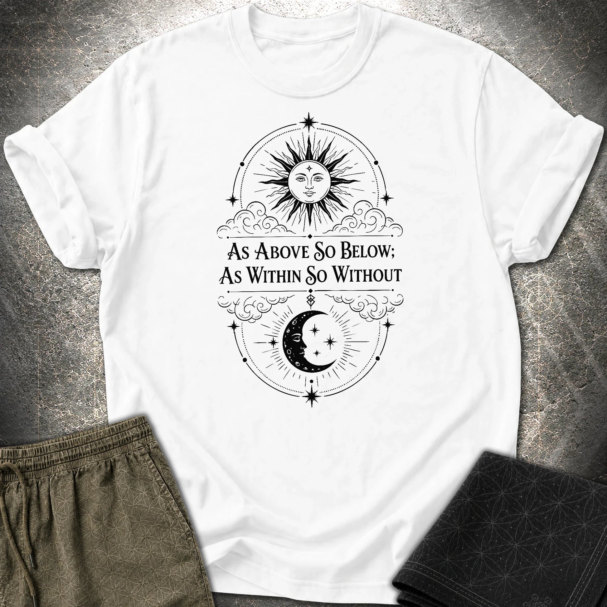 As Above So Below Sun Moon - As Above So Below Sun Moon T-Shirt - White