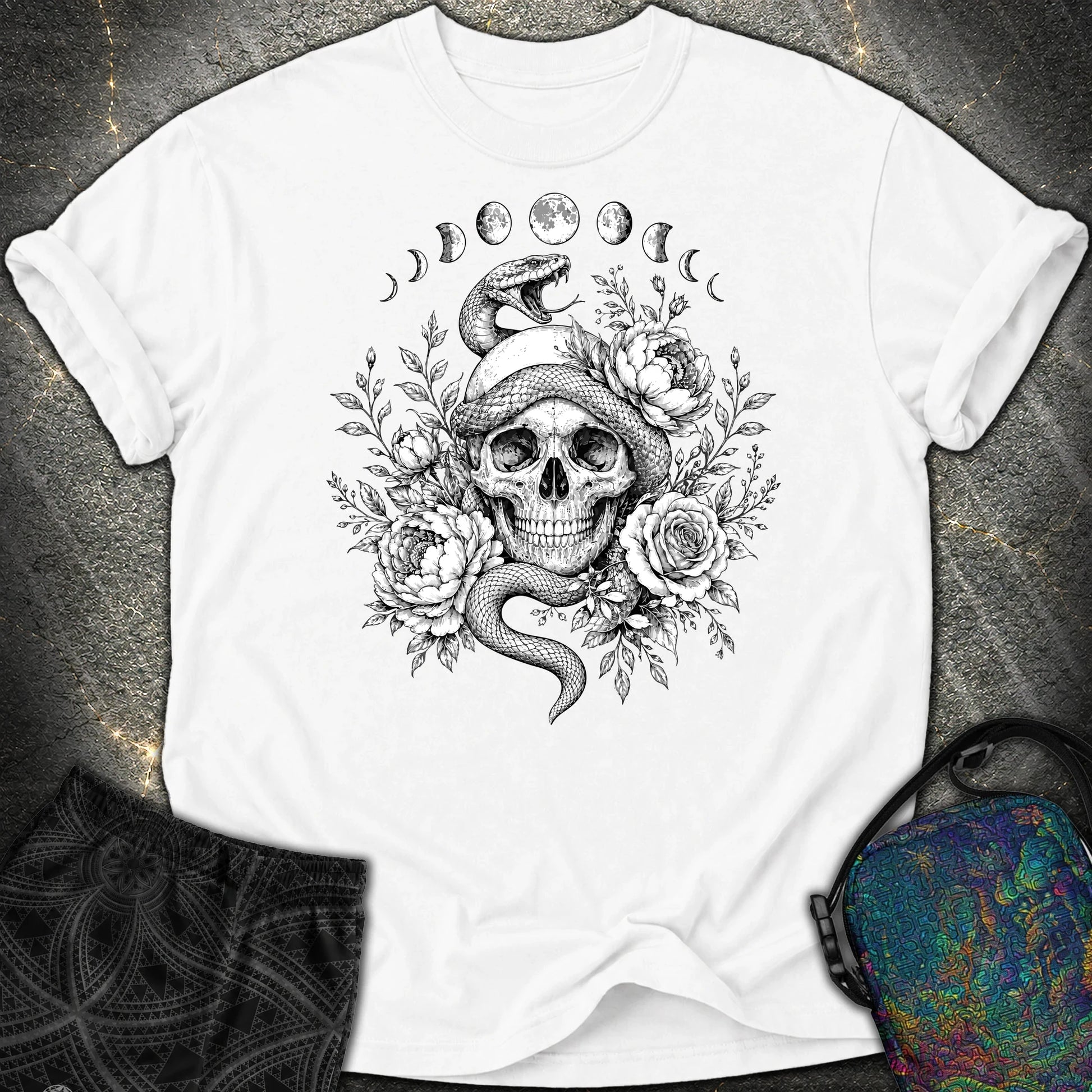 Skull Snake Moon Phases - Skull Snake Moon Phases Comfort T-Shirt - White