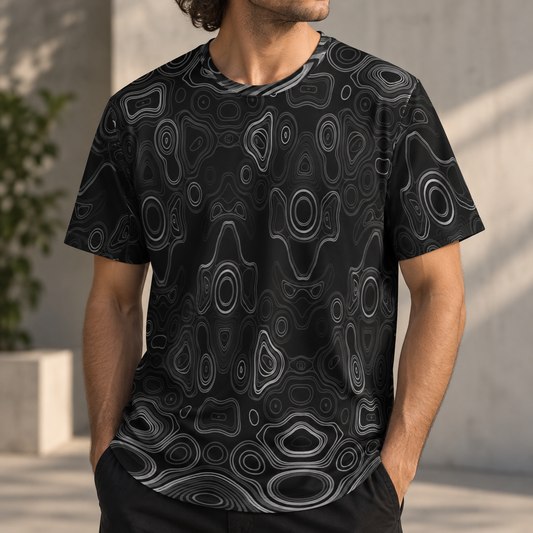 Psychedelic Waveform T-Shirt, Surreal Face Pattern, Visionary Art Tee Men's T-Shirt