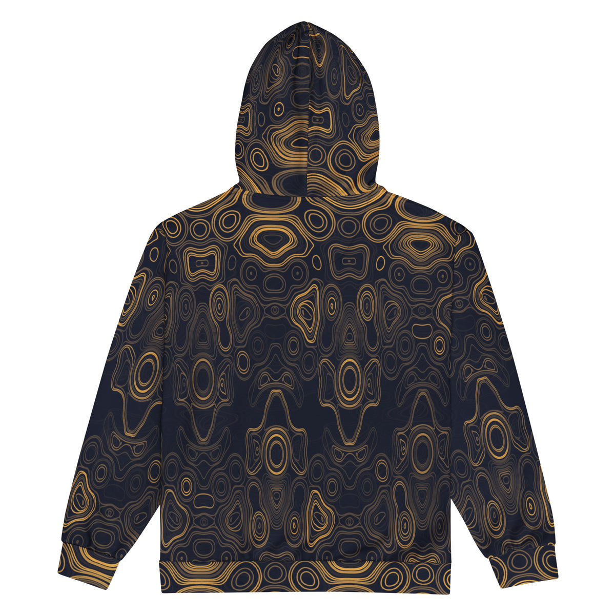 Psychedelic Surreal Face Patterns, Organic Waveform Visionary Art Unisex Zip Hoodie