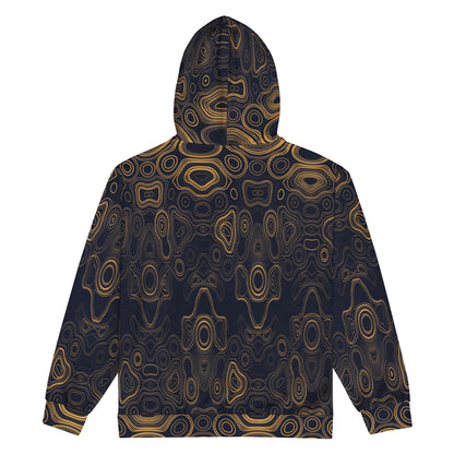 Psychedelic Surreal Face Patterns, Organic Waveform Visionary Art Unisex Zip Hoodie
