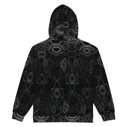Psychedelic Surreal Monochrome Face Patterns, Organic Waveform Visionary Art Unisex Zip Hoodie