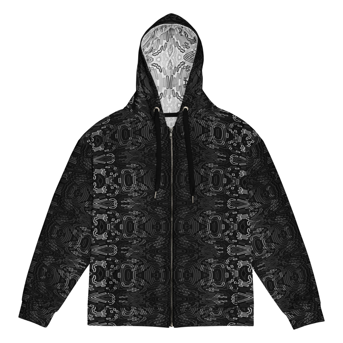 Geometric Wave Pattern Zip Hoodie