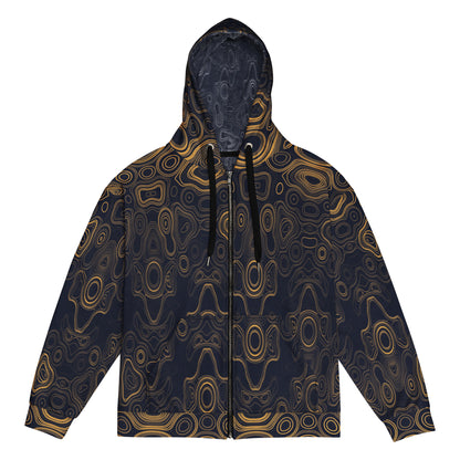 Psychedelic Surreal Face Patterns, Organic Waveform Visionary Art Unisex Zip Hoodie