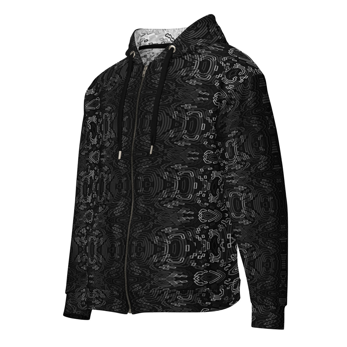 Geometric Wave Pattern Zip Hoodie