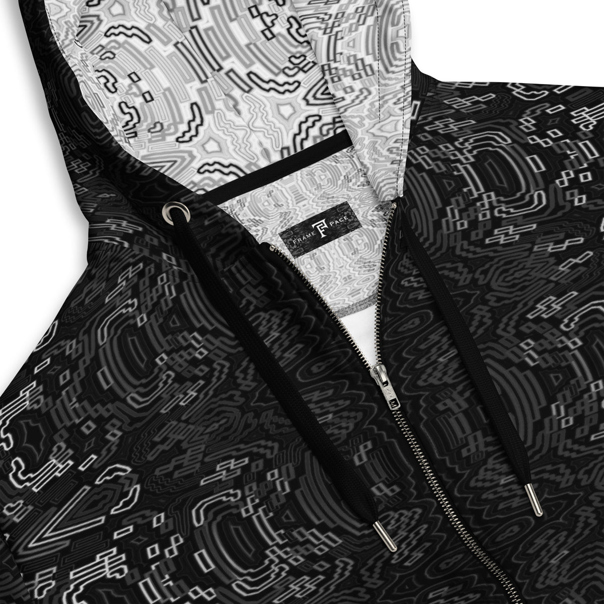 Geometric Wave Pattern Zip Hoodie