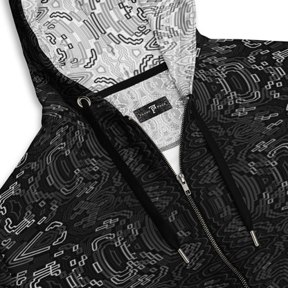 Geometric Wave Pattern Zip Hoodie