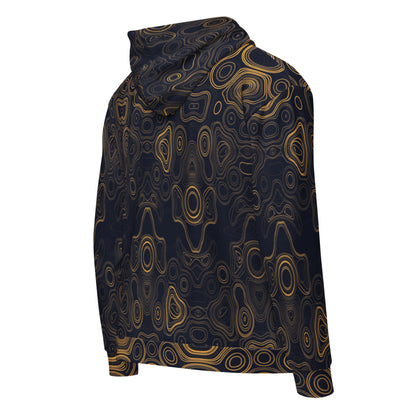 Psychedelic Surreal Face Patterns, Organic Waveform Visionary Art Unisex Zip Hoodie