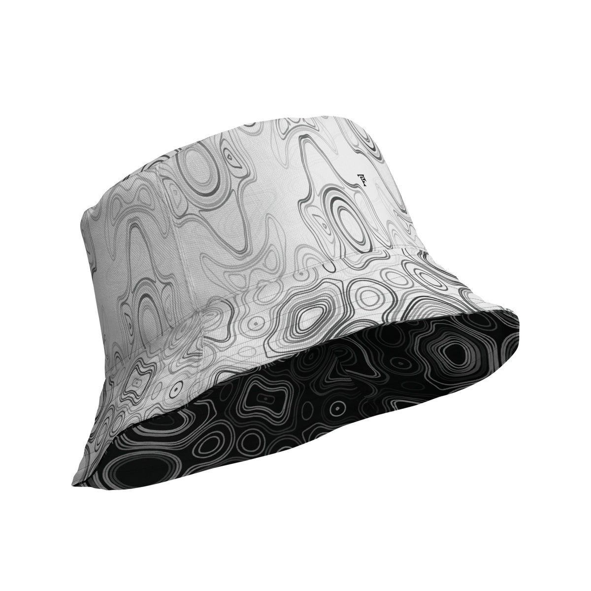 Psychedelic Reversible Bucket Hat, Surreal Waveform Face Pattern Festival Hat