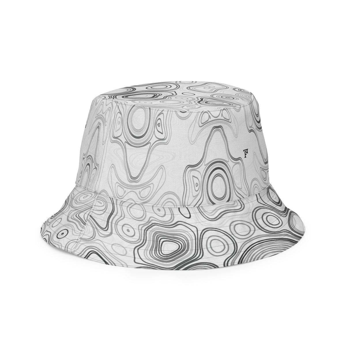 Psychedelic Reversible Bucket Hat, Surreal Waveform Face Pattern Festival Hat